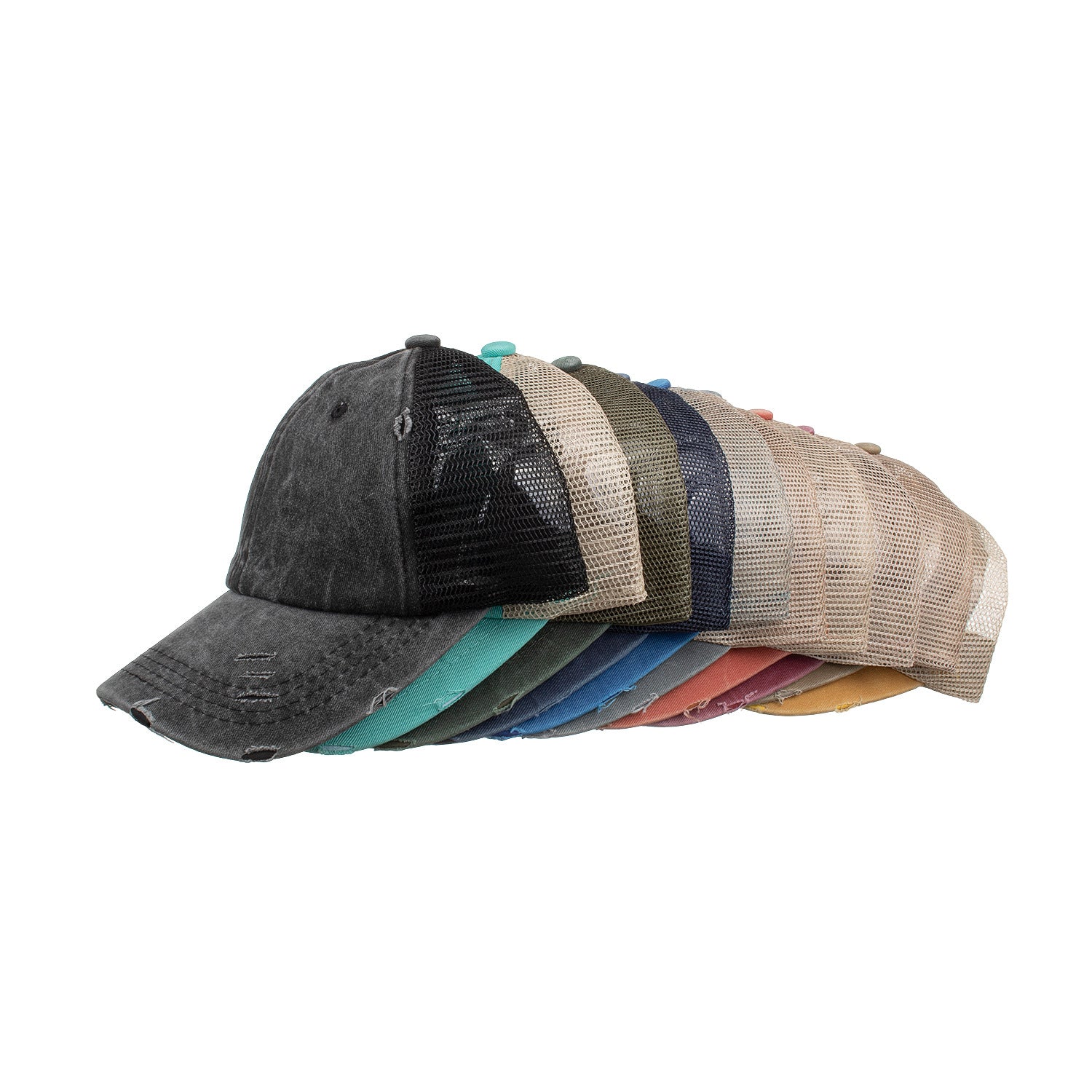 Wholesale Washed distressed ponytail baseball cap